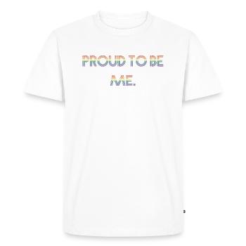 Proud to be me lgbt gay rainbow - T-shirt Premium bio Homme - blanc - Devant - Nico (187cm)