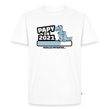 papy en 2021 veuillez patienter - T-shirt Premium bio Homme - blanc - Devant - Nico (187cm)