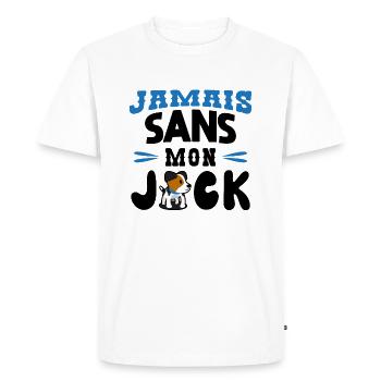 Jamais Sans Mon Jack Russel Pour Propiétaire Chien - T-shirt Premium bio Homme - blanc - Devant - Nico (187cm)