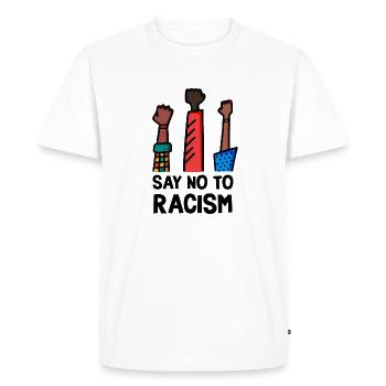 Non au racisme cadeaux anti raciste - T-shirt Premium bio Homme - blanc - Devant - Nico (187cm)