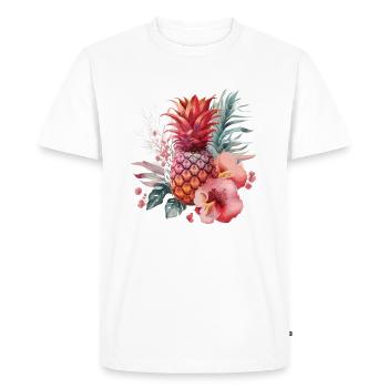 Pineapple with flowers - Men's Premium Organic T-Shirt - white - Front - Nico (187cm)