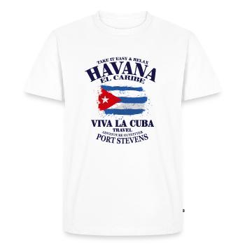 Havana - Cuba Flag - T-shirt Premium bio Homme - blanc - Devant - Nico (187cm)