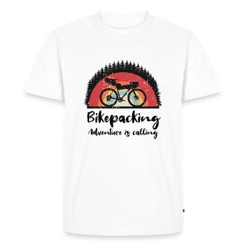 Bikepacking Aventure Gravelbike Vélo Vélo Voyage à vélo - T-shirt Premium bio Homme - blanc - Devant - Nico (187cm)