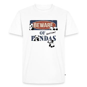 Méfiez-vous des pandas kawaii géniaux ! Panneau d’avertissement Panda - T-shirt Premium bio Homme - blanc - Devant - Nico (187cm)