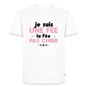 Je Suis Une Fée La Fée Pas Chier - T-shirt Premium bio Homme - blanc - Devant - Nico (187cm)