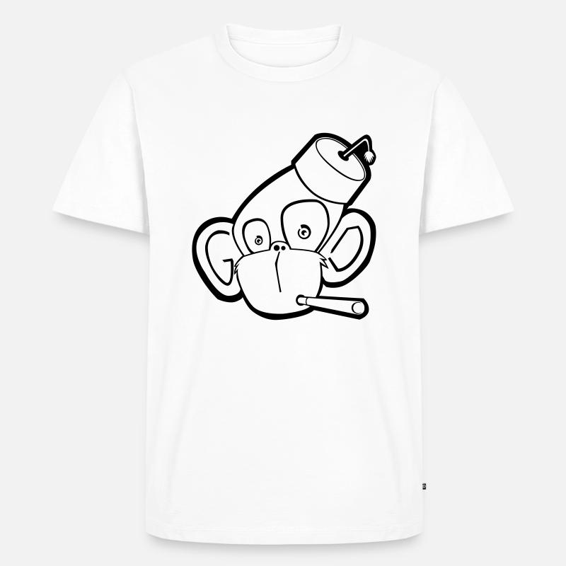 Affe mit Zigarette (Kontur) - Männer Premium Bio T-Shirt - Weiß