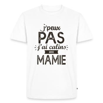 J'peux pas j'ai câlins avec mamie - T-shirt Premium bio Homme - blanc - Devant - Nico (187cm)
