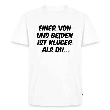 L’un d’entre nous est plus intelligent que toi - sombre - T-shirt Premium bio Homme - blanc - Devant - Nico (187cm)