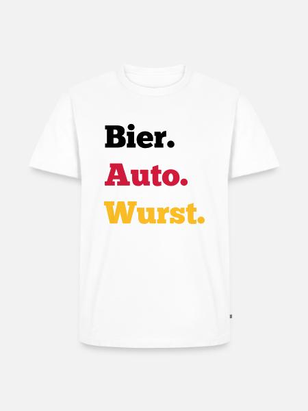 Bier Auto Wurst - Männer Premium Bio T-Shirt - Weiß