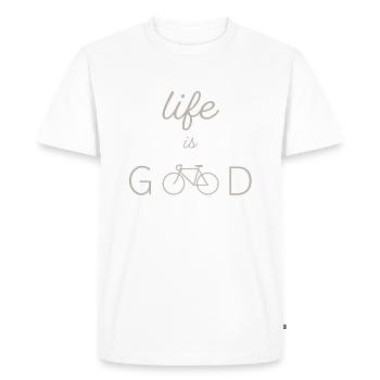 LIFE IS GOOD CRÈME VÉLO DE ROUTE - T-shirt Premium bio Homme - blanc - Devant - Nico (187cm)