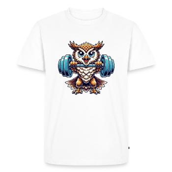 Owl Weight Weightlifting Strong Owl Fitness - Men's Premium Organic T-Shirt - white - Front - Nico (187cm)
