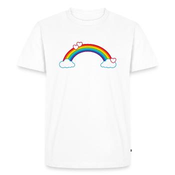 Regenbogen Liebe Herzen Wolken glücklich verliebt - Männer Premium Bio T-Shirt - Weiß - Vorne - Nico (187cm)