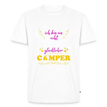 Camping Real Happy Camper Gift Wife - Men's Premium Organic T-Shirt - white - Front - Nico (187cm)