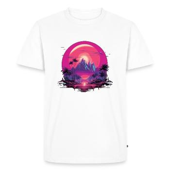 Mountain Palms Synthwave 80s monde - T-shirt Premium bio Homme - blanc - Devant - Nico (187cm)