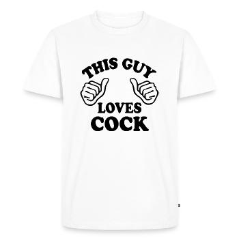 This guy loves cock - Men's Premium Organic T-Shirt - white - Front - Nico (187cm)