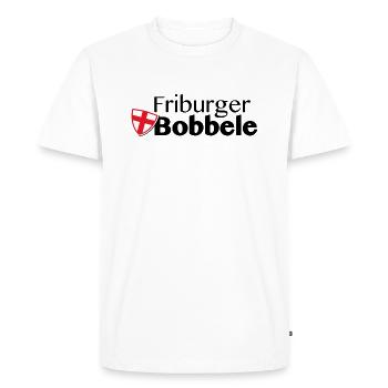 Friborg Bobbele logo black font - Men's Premium Organic T-Shirt - white - Front - Nico (187cm)