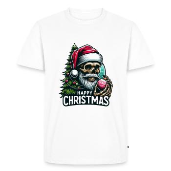 Crâne de Père Noël avec ornement de Noël - T-shirt Premium bio Homme - blanc - Devant - Nico (187cm)
