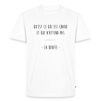 qu'est ce qui est chaud & qui n'attend pas la bouf - T-shirt Premium bio Homme - blanc - Devant - Nico (187cm)