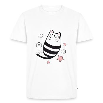 big dreamy cat kitten kitty cat hangover - Men's Premium Organic T-Shirt - white - Front - Nico (187cm)