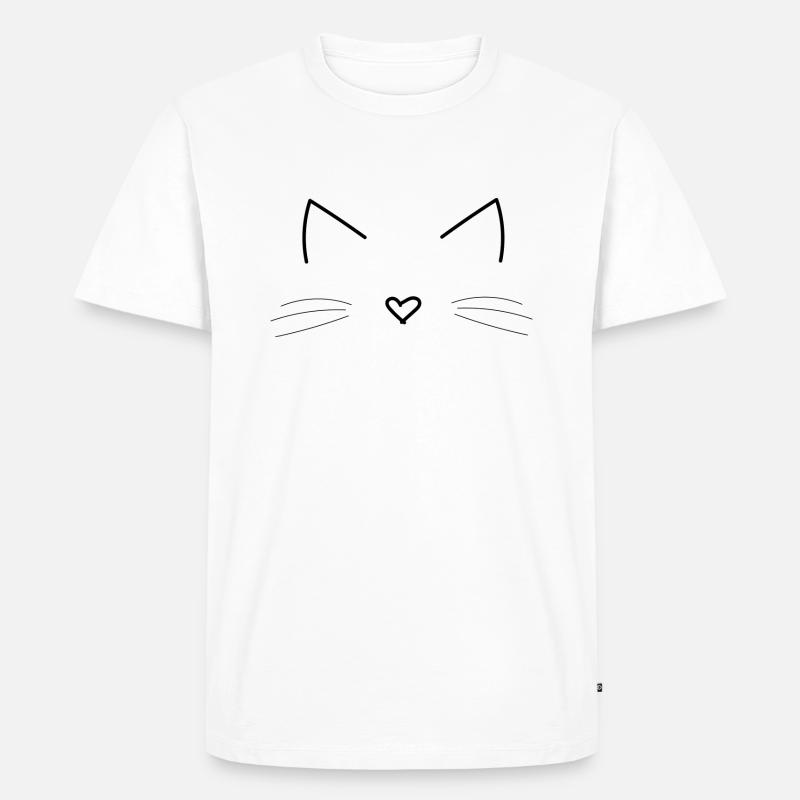Katze Gesicht Geschenk Idee - Männer Premium Bio T-Shirt - Weiß