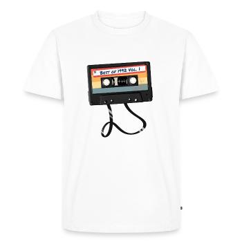 Cassette de musique vintage Année de naissance Best De 1992 - T-shirt Premium bio Homme - blanc - Devant - Nico (187cm)