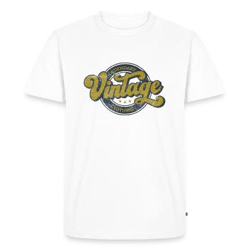 Legendary vintage denim clothing retro olive green - Men's Premium Organic T-Shirt - white - Front - Nico (187cm)