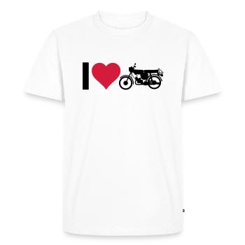 Coeur cyclomoteur - T-shirt Premium bio Homme - blanc - Devant - Nico (187cm)