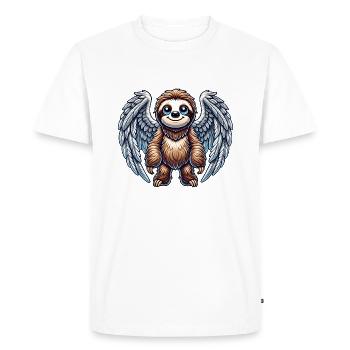 Cute Sloth Angel Cartoon with Wings - Men's Premium Organic T-Shirt - white - Front - Nico (187cm)