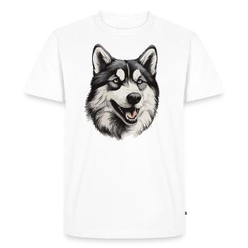 Husky Chien de traîneau Husky Head - T-shirt Premium bio Homme - blanc - Devant - Nico (187cm)