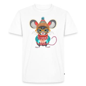 la souris à lunette - T-shirt Premium bio Homme - blanc - Devant - Nico (187cm)