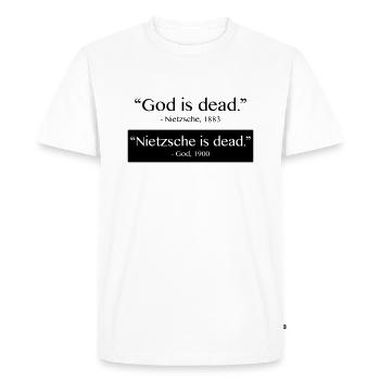 God is Dead - Nietzsche is dead - T-shirt Premium bio Homme - blanc - Devant - Nico (187cm)