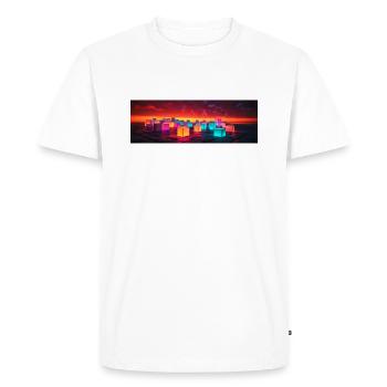 Neon Cubes at sunset - Men's Premium Organic T-Shirt - white - Front - Nico (187cm)