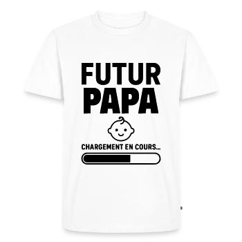 Annonce grossesse Futur papa Bientôt père - T-shirt Premium bio Homme - blanc - Devant - Nico (187cm)