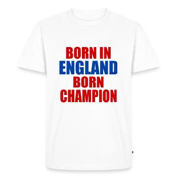 born in england born champion - angleterre - T-shirt Premium bio Homme - blanc - Devant - Nico (187cm)