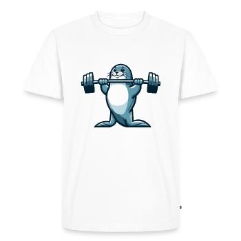 Seal seal seal fitness entraînement haltères 2 - T-shirt Premium bio Homme - blanc - Devant - Nico (187cm)