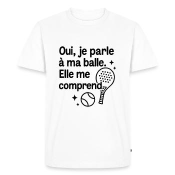 Je parle à ma balle de padel padeliste padéliste - T-shirt Premium bio Homme - blanc - Devant - Nico (187cm)