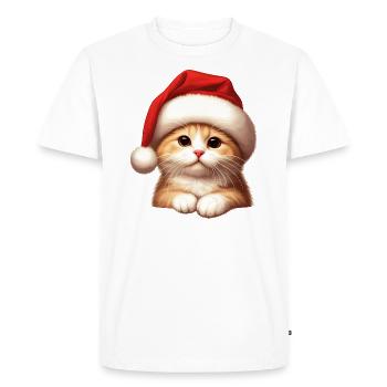 Chat Père Noël - T-shirt Premium bio Homme - blanc - Devant - Nico (187cm)