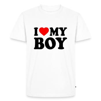 I love my boy - T-shirt Premium bio Homme - blanc - Devant - Nico (187cm)