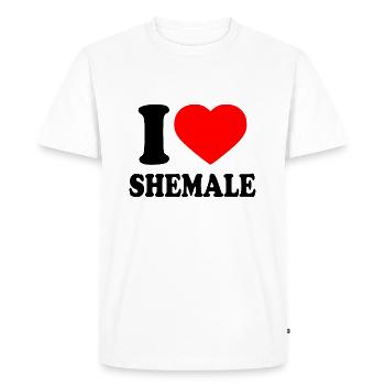 I love shemale - T-shirt Premium bio Homme - blanc - Devant - Nico (187cm)