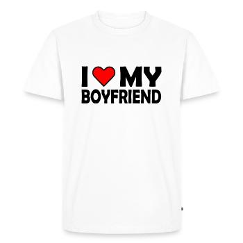 I love my boyfriend - T-shirt Premium bio Homme - blanc - Devant - Nico (187cm)