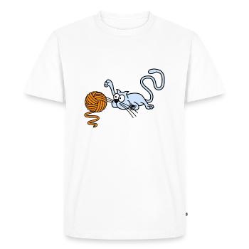 Cat playing with a ball - Men's Premium Organic T-Shirt - white - Front - Nico (187cm)