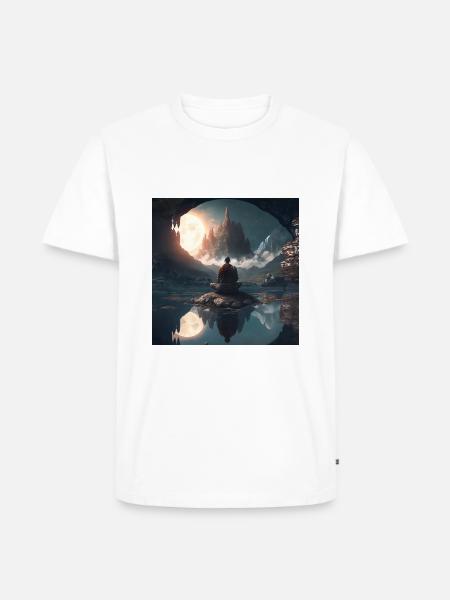 Mönch in Meditation - Männer Premium Bio T-Shirt - Weiß
