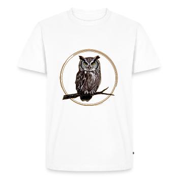 Owl on a branch - Men's Premium Organic T-Shirt - white - Front - Nico (187cm)