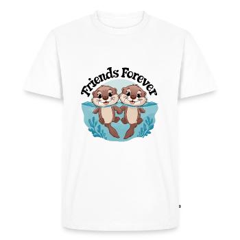 Two Laughing Otters Friends Forever - Men's Premium Organic T-Shirt - white - Front - Nico (187cm)