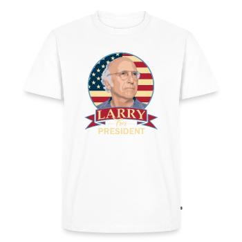 Larry pour le président - T-shirt Premium bio Homme - blanc - Devant - Nico (187cm)