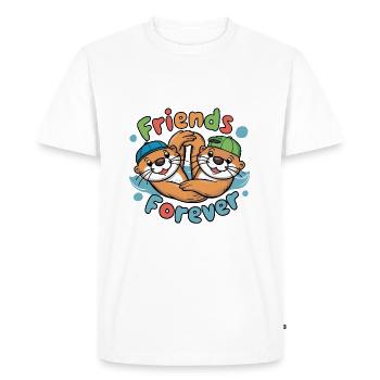 Two Laughing Otters Friends Forever - Men's Premium Organic T-Shirt - white - Front - Nico (187cm)