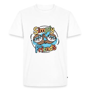 Two funny otters friends for life - Men's Premium Organic T-Shirt - white - Front - Nico (187cm)