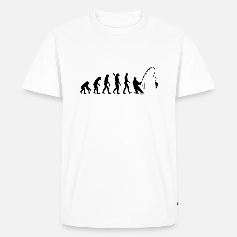 evolution Fliegenfischen - Männer Premium Bio T-Shirt - Weiß