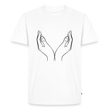 hands holding a bowl - Men's Premium Organic T-Shirt - white - Front - Nico (187cm)