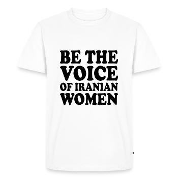Be the voice of iranian women - T-shirt Premium bio Homme - blanc - Devant - Nico (187cm)